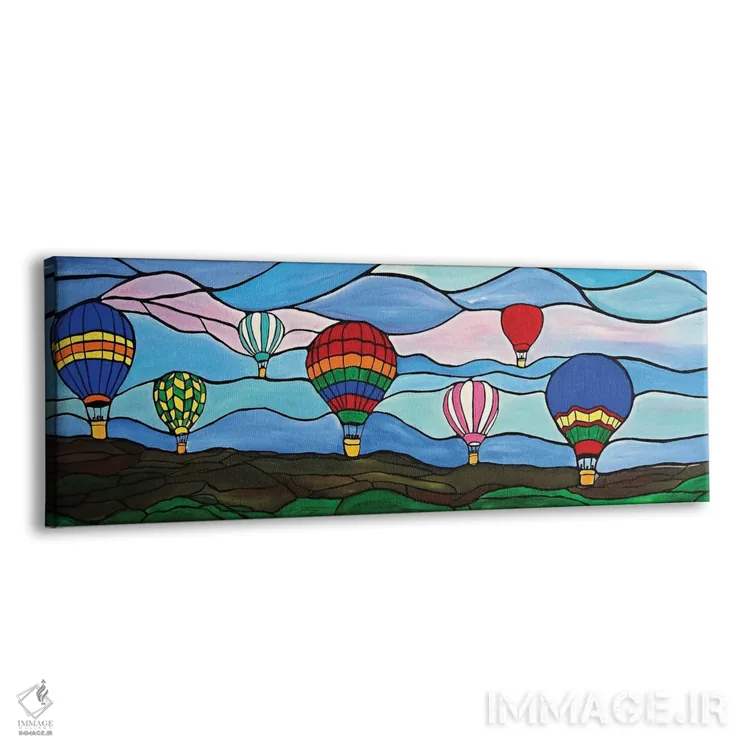 تابلو دکوراتیو بالن های هوای گرم رنگارنگ اثر ریچل اولینوک - نمای پرسپکتیو محصول