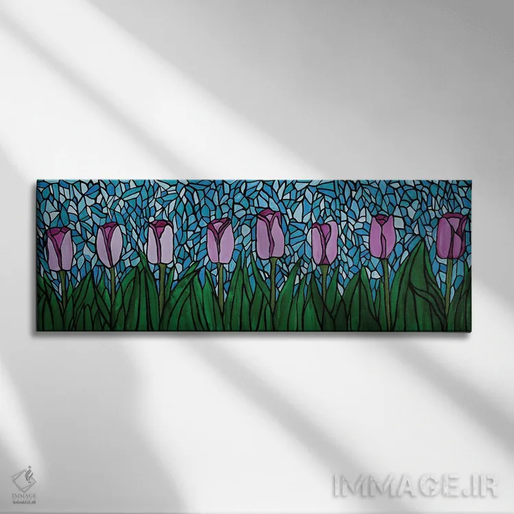 تابلو دکوراتیو باغ کوچک لاله ها اثر ریچل اولینوک - نمای روبهرو روی دیوار