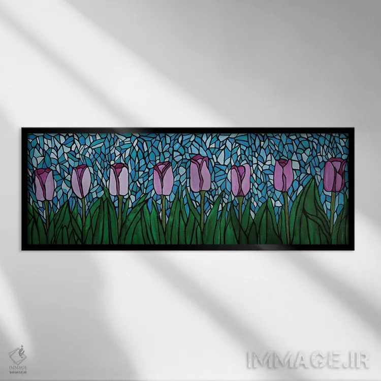 تابلو دکوراتیو باغ کوچک لاله ها اثر ریچل اولینوک - نمای قابدار مشکی