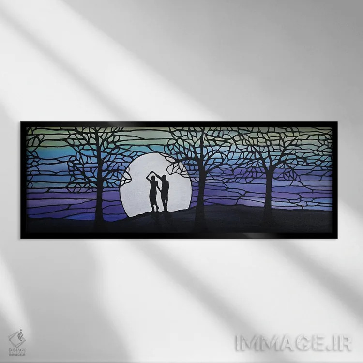 تابلو دکوراتیو رقص زیر نور ماه اثر ریچل اولینوک - نمای قابدار مشکی