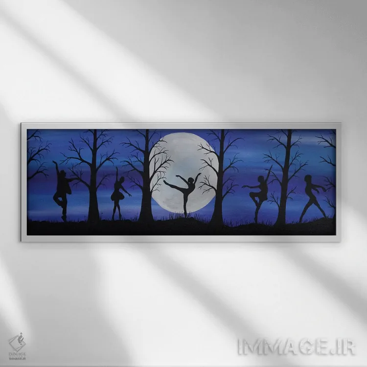 تابلو دکوراتیو رقص در نور ماه اثر ریچل اولینوک - نمای قابدار سفید