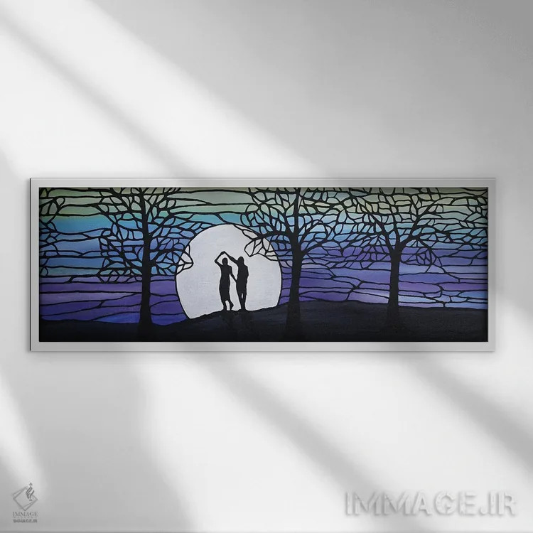 تابلو دکوراتیو رقص زیر نور ماه اثر ریچل اولینوک - نمای قابدار سفید