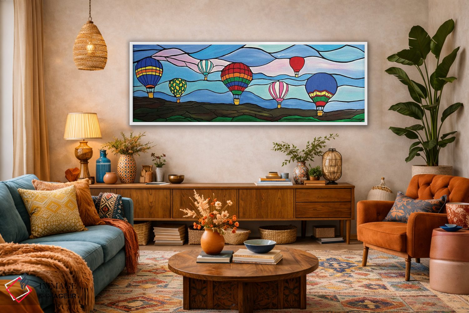 تابلو دکوراتیو بالن های هوای گرم رنگارنگ اثر ریچل اولینوک - D2W