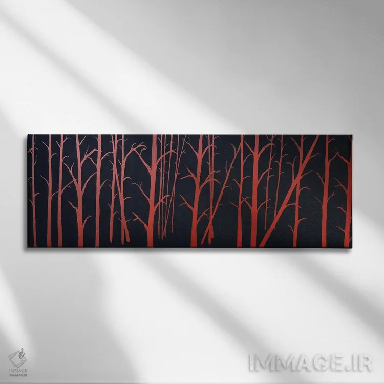 تابلو دکوراتیو درختان با رنگ خاکی سوخته اثر ریچل اولینوک - نمای روبهرو روی دیوار