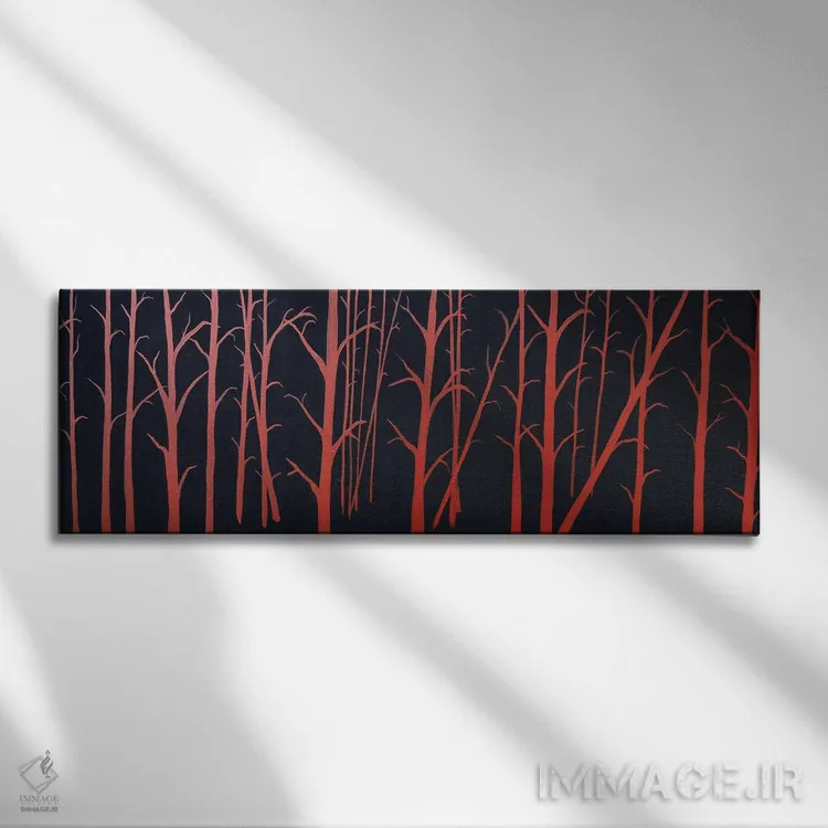 تابلو دکوراتیو درختان با رنگ خاکی سوخته اثر ریچل اولینوک - نمای روبهرو روی دیوار