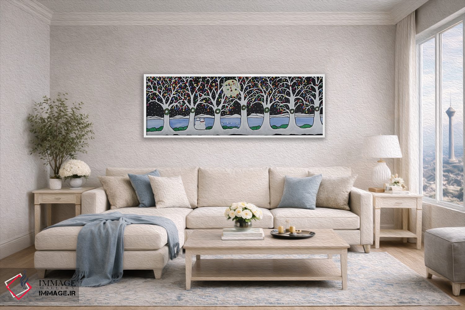 تابلو دکوراتیو آدم برفی ها در حال بازی هاکی اثر ریچل اولینوک - D4W