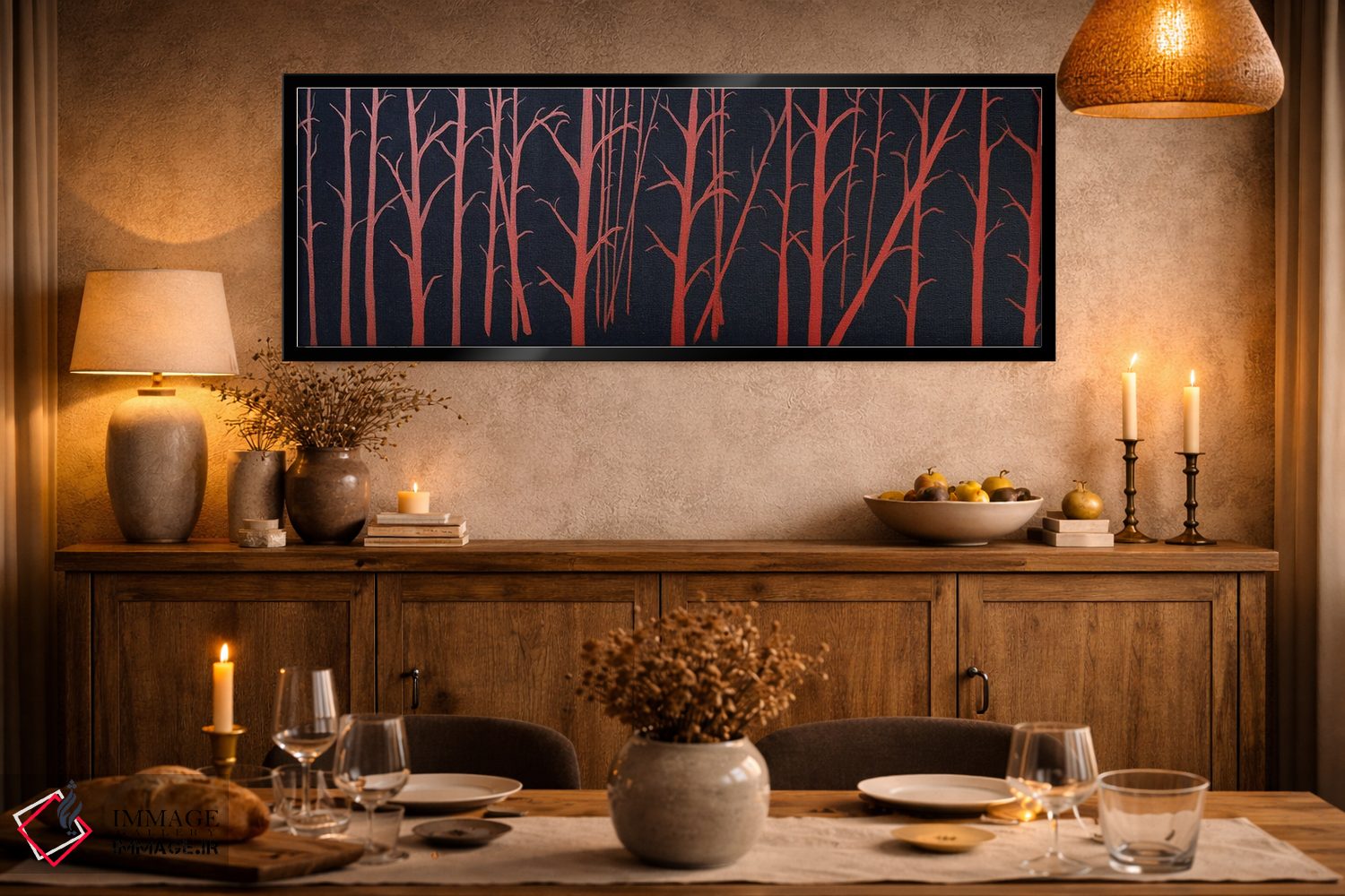 تابلو دکوراتیو درختان با رنگ خاکی سوخته اثر ریچل اولینوک - D2B