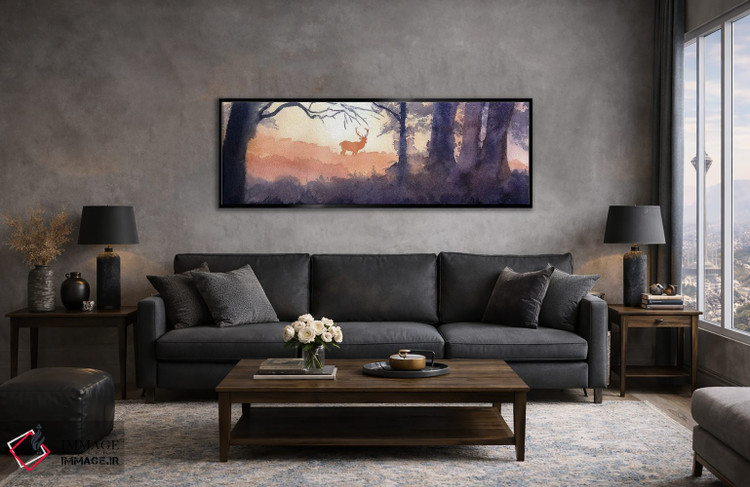 تابلو دکوراتیو گوزن جنگل صبحگاهی اثر ریچل پارکر - D4B