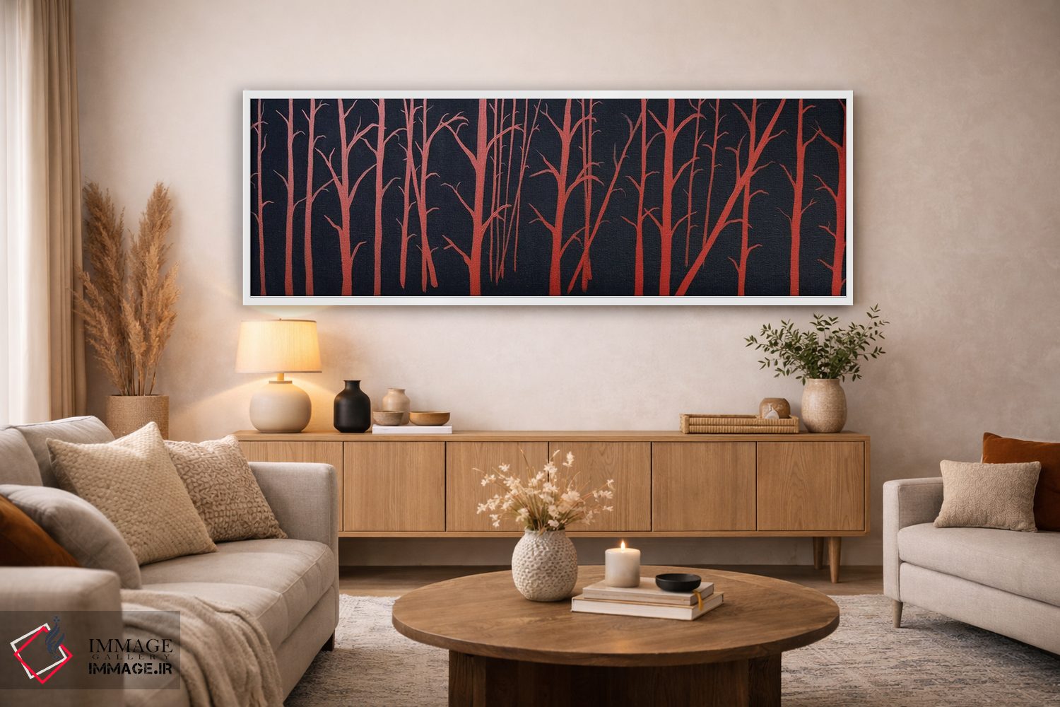 تابلو دکوراتیو درختان با رنگ خاکی سوخته اثر ریچل اولینوک - D4W