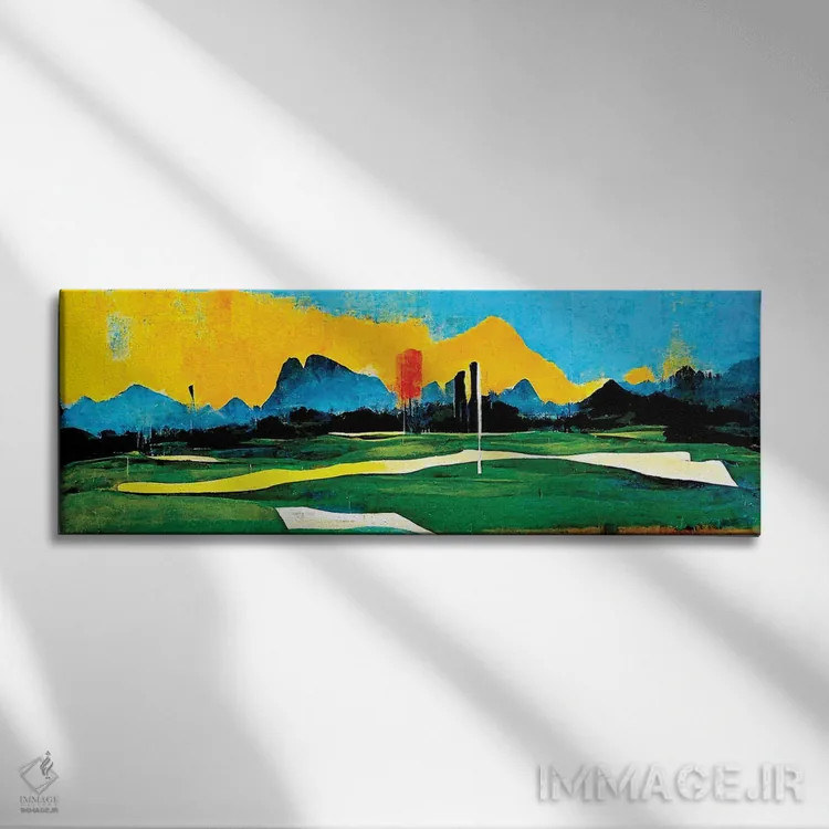 تابلو انتزاعی روی سبزه ۴ اثر ری پاورز - نمای روبهرو روی دیوار