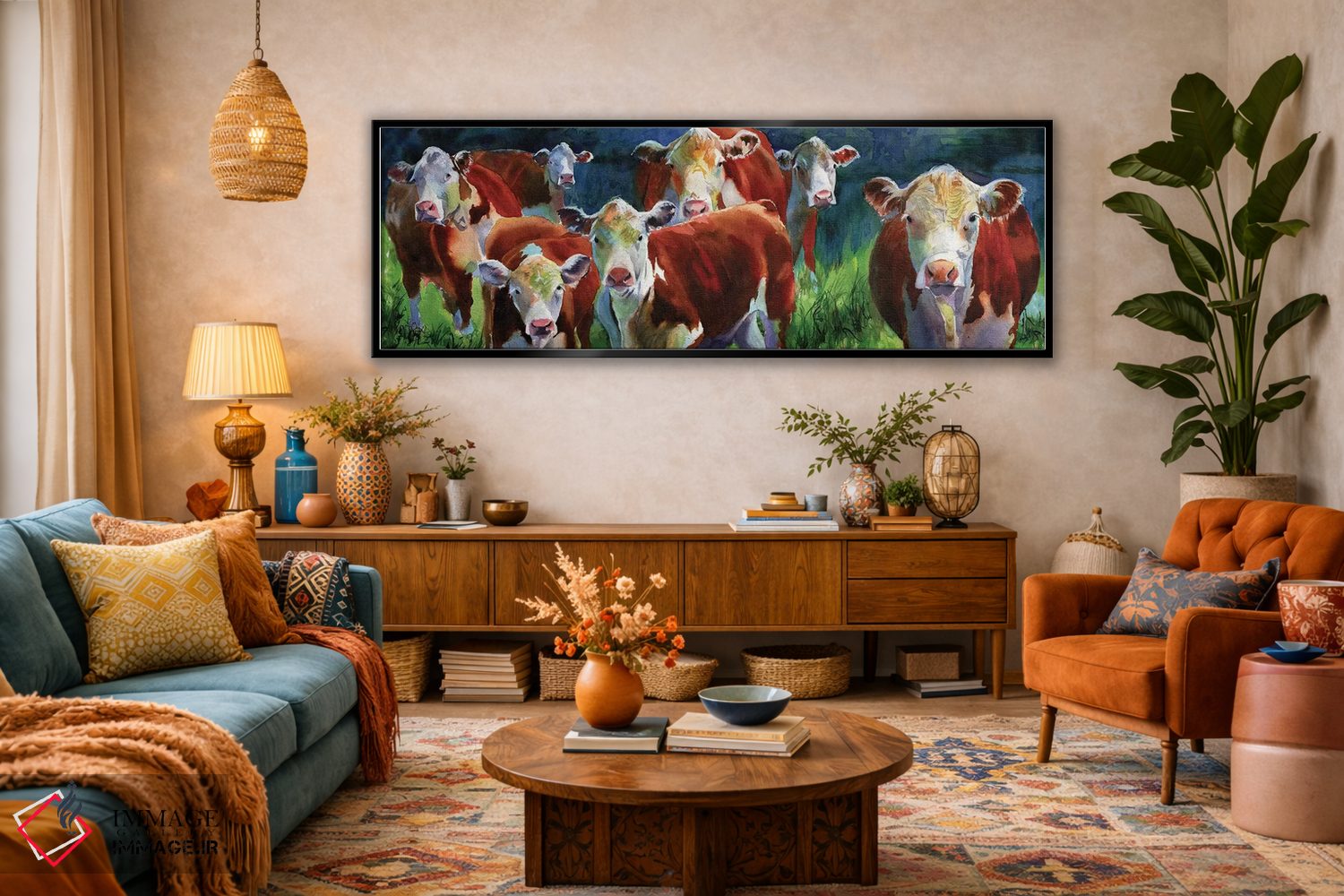 تابلو دکوراتیو گاوهای کنجکاو اثر ریچل پارکر - D3B