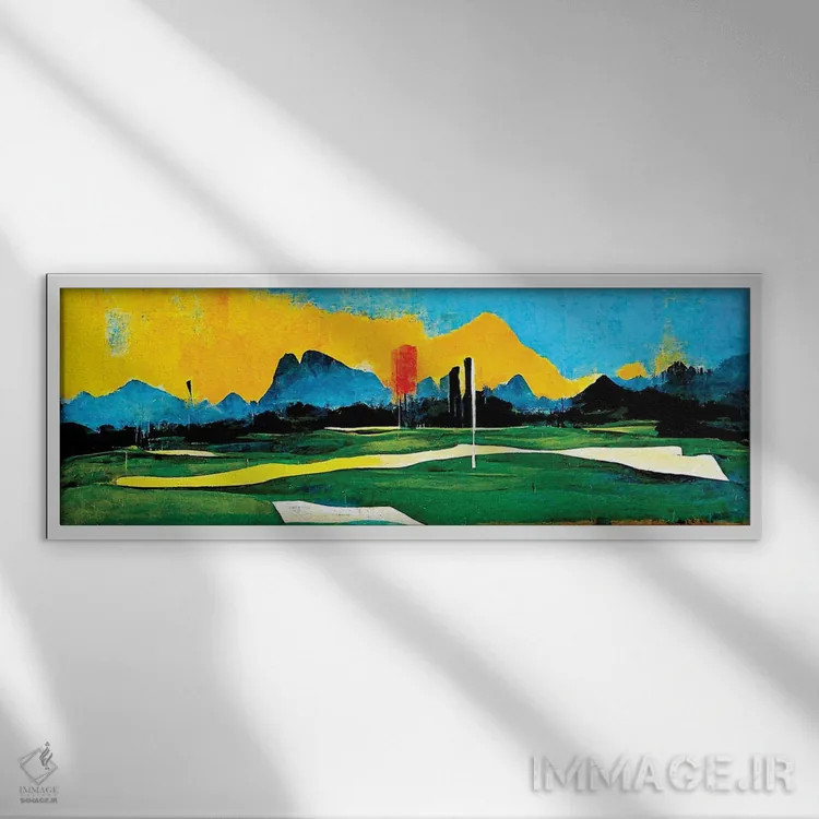 تابلو انتزاعی روی سبزه ۴ اثر ری پاورز - نمای قابدار سفید