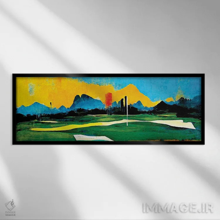 تابلو انتزاعی روی سبزه ۴ اثر ری پاورز - نمای قابدار مشکی