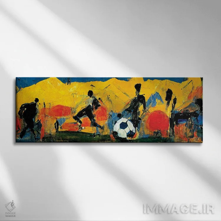 تابلو انتزاعی فوتبال ۱ اثر ری پاورز - نمای روبهرو روی دیوار