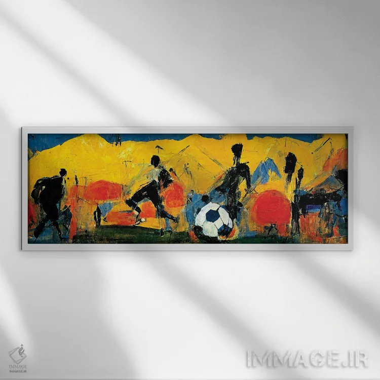 تابلو انتزاعی فوتبال ۱ اثر ری پاورز - نمای قابدار سفید