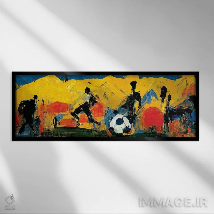 تابلو انتزاعی فوتبال ۱ اثر ری پاورز - نمای قابدار مشکی