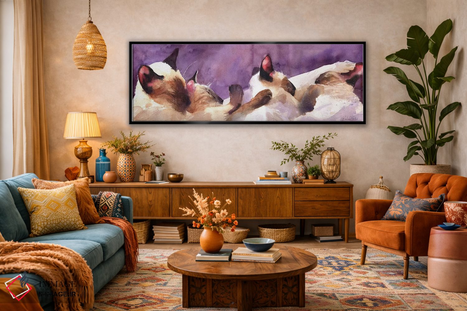 تابلو دکوراتیو نوارهای سیامی اثر ریچل پارکر - D3B