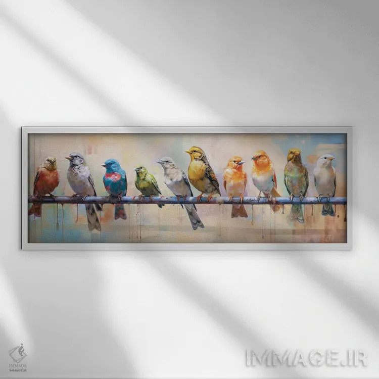 تابلو دکوراتیو خط کر سوم اثر ری پاورز - نمای قابدار سفید