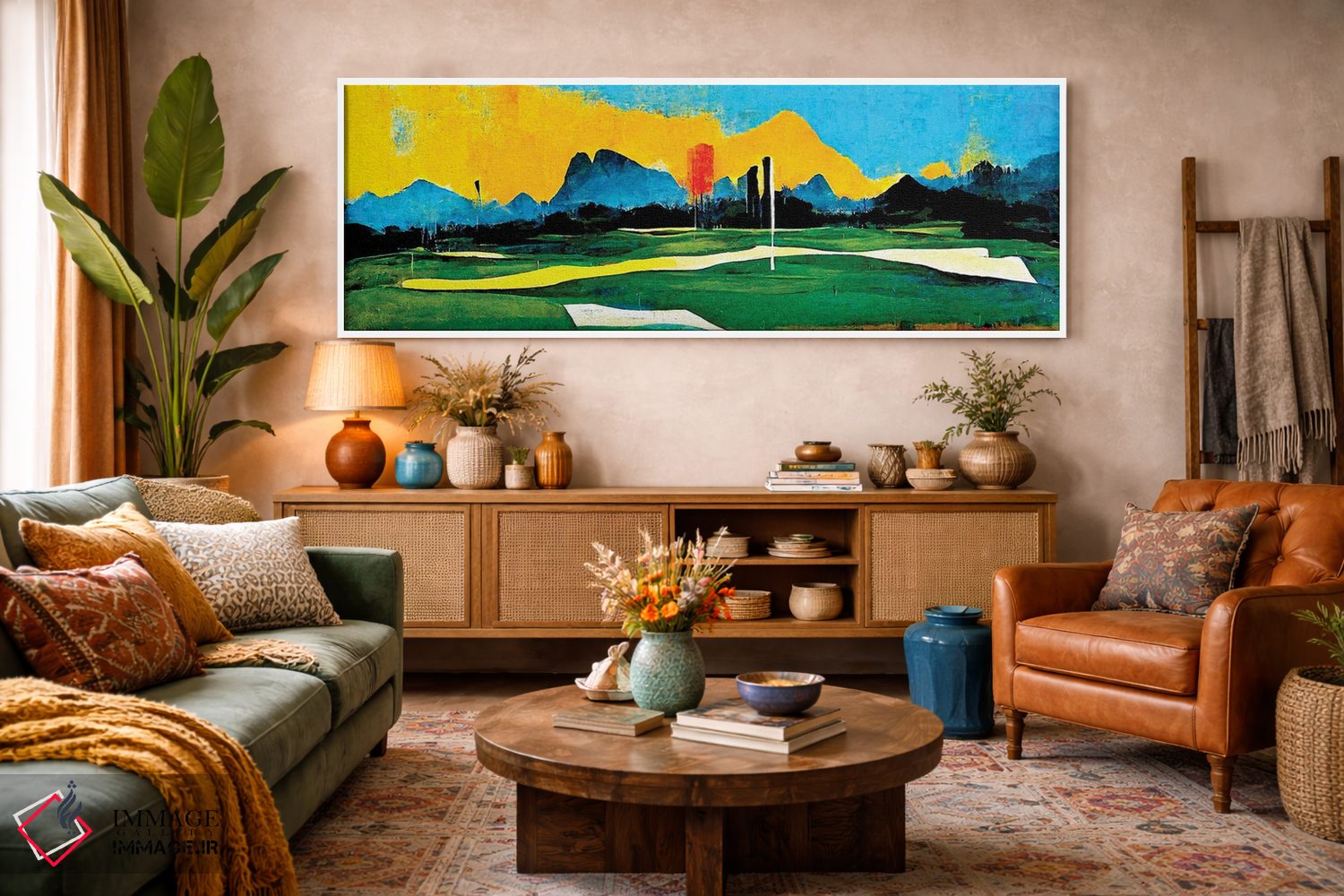 تابلو انتزاعی روی سبزه ۴ اثر ری پاورز - D1W