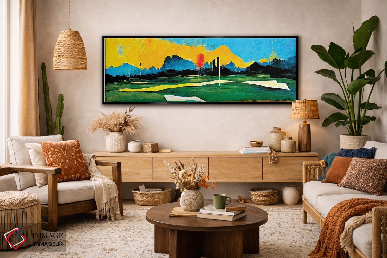 تابلو انتزاعی روی سبزه ۴ اثر ری پاورز - D4B