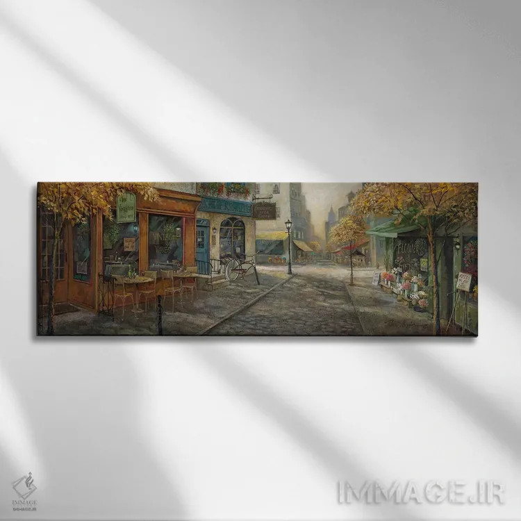 تابلو دکوراتیو نوستالژی شهر دنج اثر روئن منینگ - نمای روبهرو روی دیوار