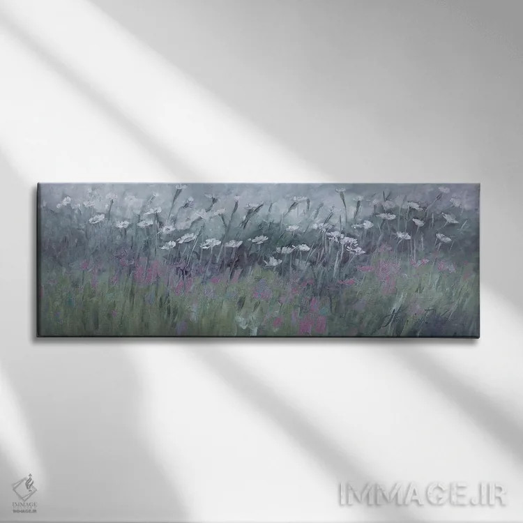 تابلو انتزاعی گل های وحشی سه اثر کروک - نمای روبهرو روی دیوار