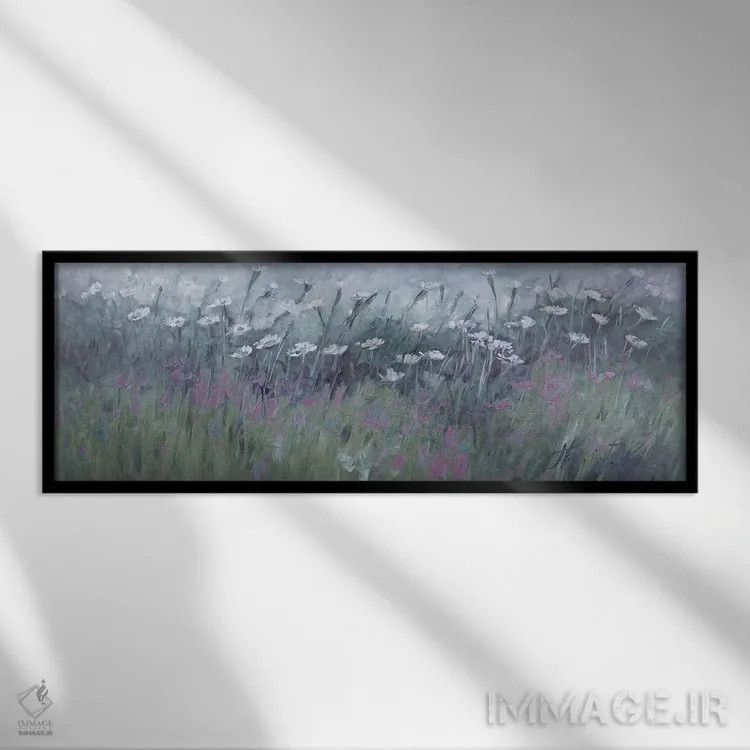 تابلو انتزاعی گل های وحشی سه اثر کروک - نمای قابدار مشکی