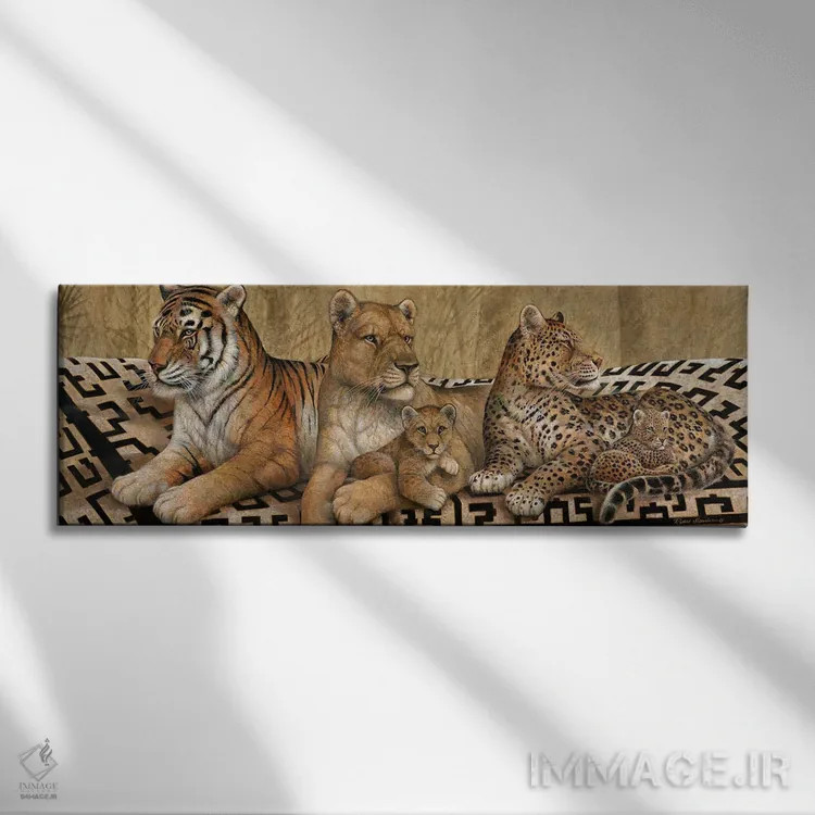 تابلو دکوراتیو پارچه نگاره حیات وحش اثر روئن منینگ - نمای روبهرو روی دیوار