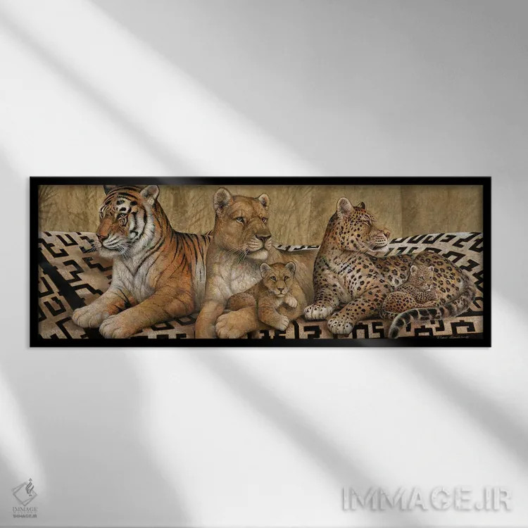 تابلو دکوراتیو پارچه نگاره حیات وحش اثر روئن منینگ - نمای قابدار مشکی