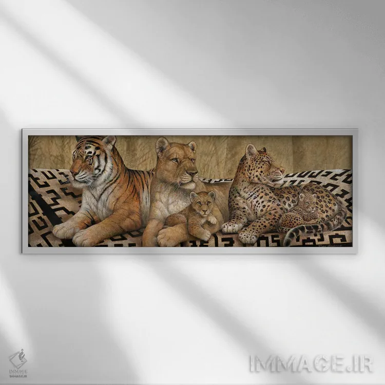 تابلو دکوراتیو پارچه نگاره حیات وحش اثر روئن منینگ - نمای قابدار سفید