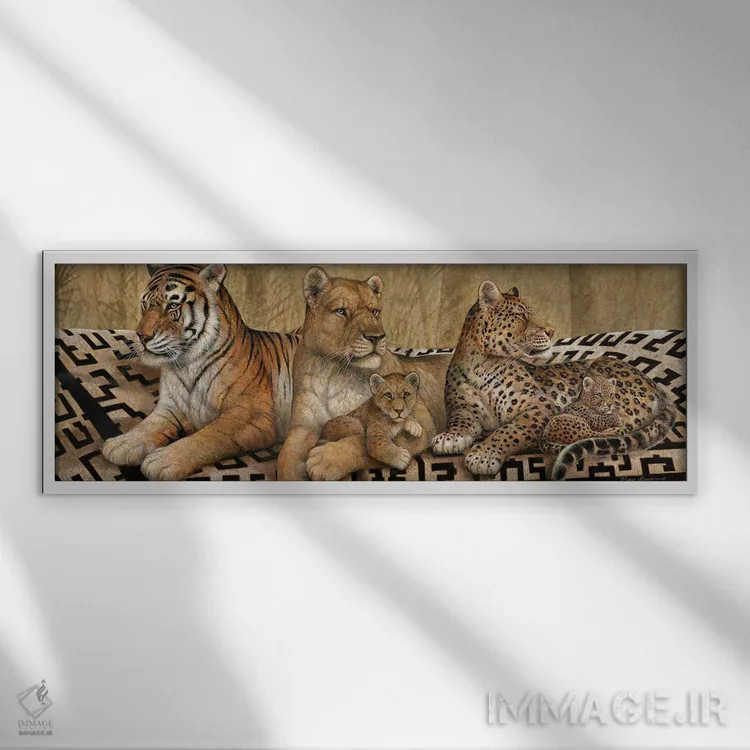 تابلو دکوراتیو پارچه نگاره حیات وحش اثر روئن منینگ - نمای قابدار سفید
