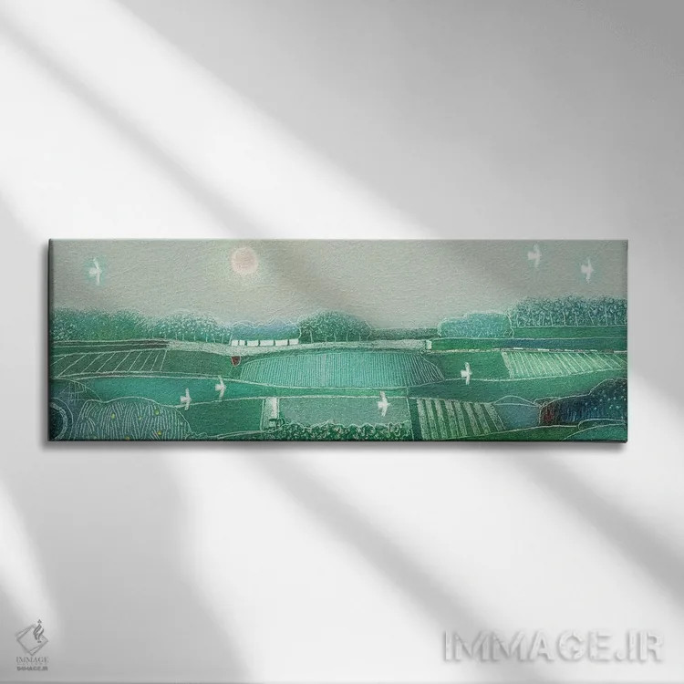 تابلو انتزاعی نور کم رنگ شونده اثر راب فن هوک - نمای روبهرو روی دیوار