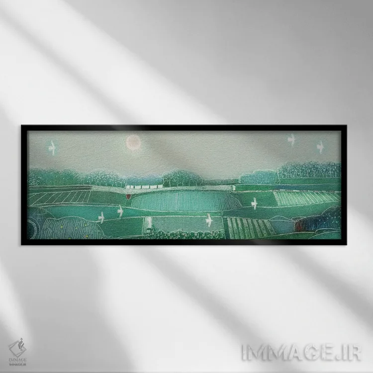 تابلو انتزاعی نور کم رنگ شونده اثر راب فن هوک - نمای قابدار مشکی
