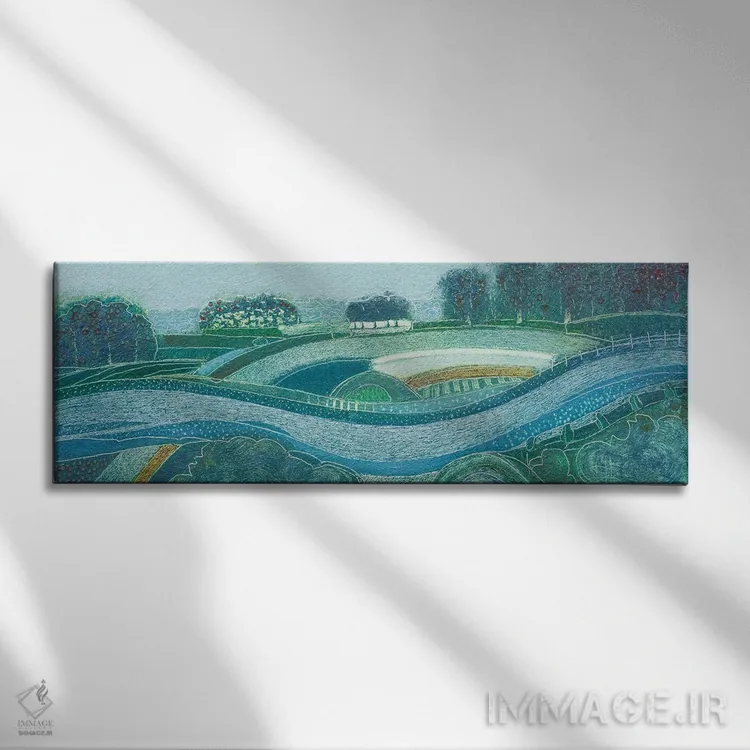 تابلو انتزاعی رود، جاری باش اثر راب فن هوک - نمای روبهرو روی دیوار
