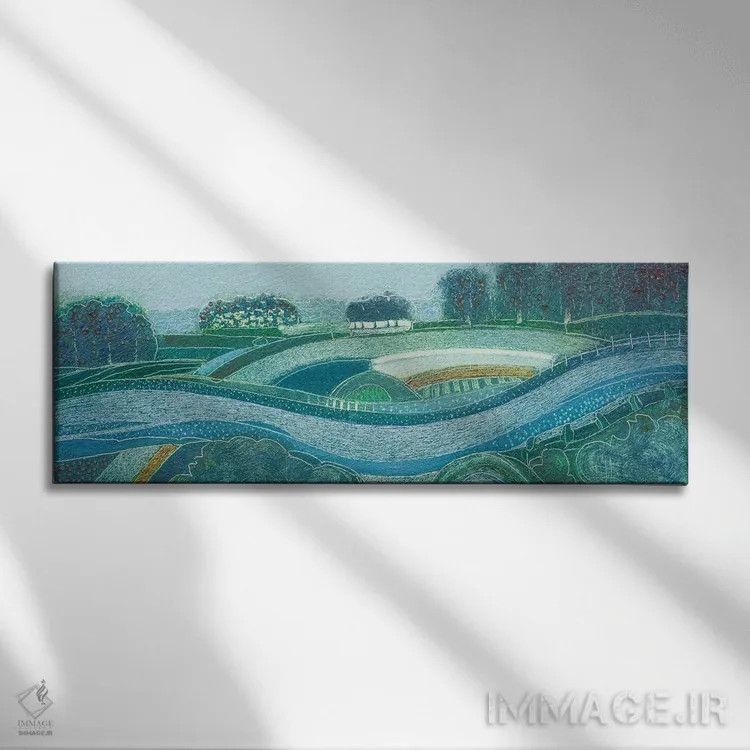 تابلو انتزاعی رود، جاری باش اثر راب فن هوک - نمای روبهرو روی دیوار