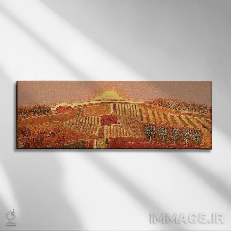تابلو انتزاعی غروب شیرین اثر راب فن هوک - نمای روبهرو روی دیوار