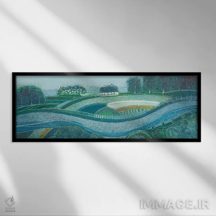 تابلو انتزاعی رود، جاری باش اثر راب فن هوک - نمای قابدار مشکی
