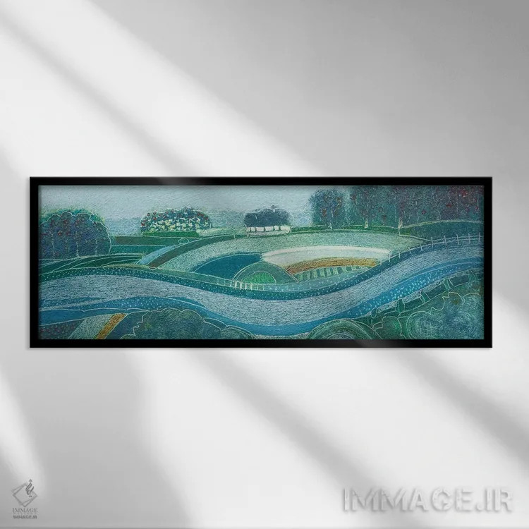 تابلو انتزاعی رود، جاری باش اثر راب فن هوک - نمای قابدار مشکی