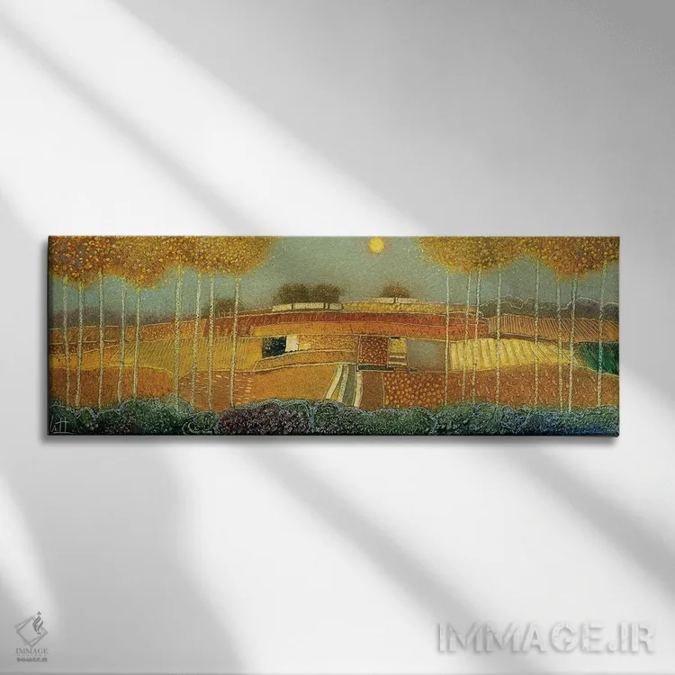 تابلو انتزاعی نزدیک به غروب است اثر راب فن هوک - نمای روبهرو روی دیوار
