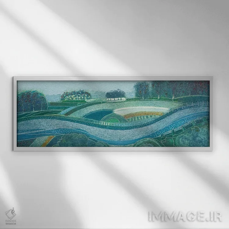 تابلو انتزاعی رود، جاری باش اثر راب فن هوک - نمای قابدار سفید