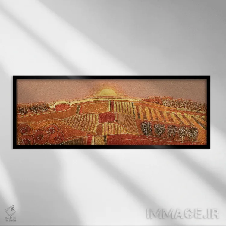تابلو انتزاعی غروب شیرین اثر راب فن هوک - نمای قابدار مشکی