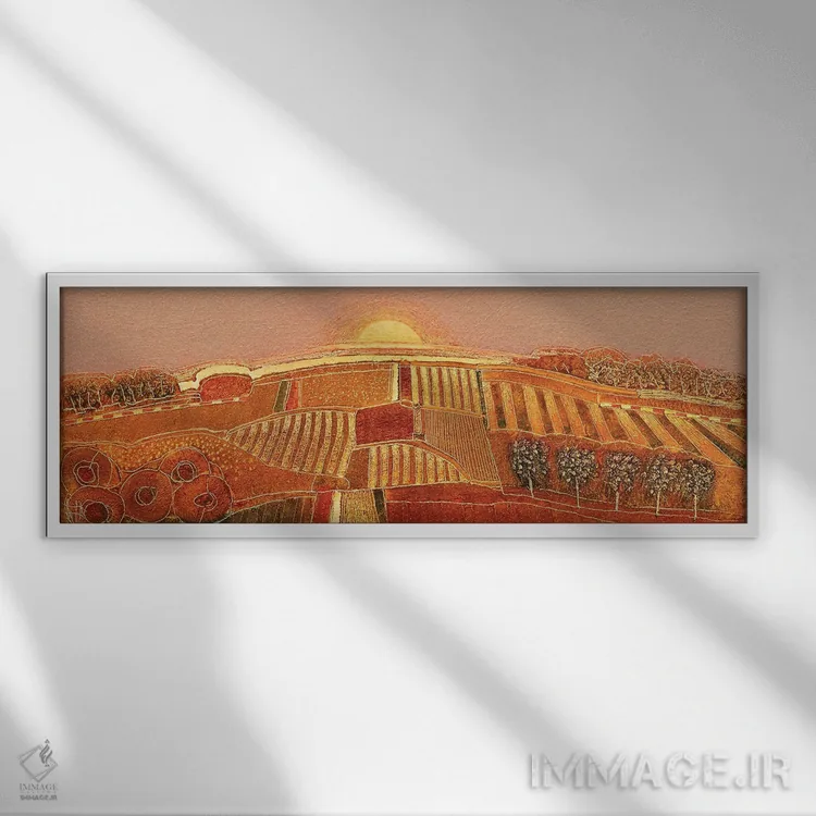 تابلو انتزاعی غروب شیرین اثر راب فن هوک - نمای قابدار سفید