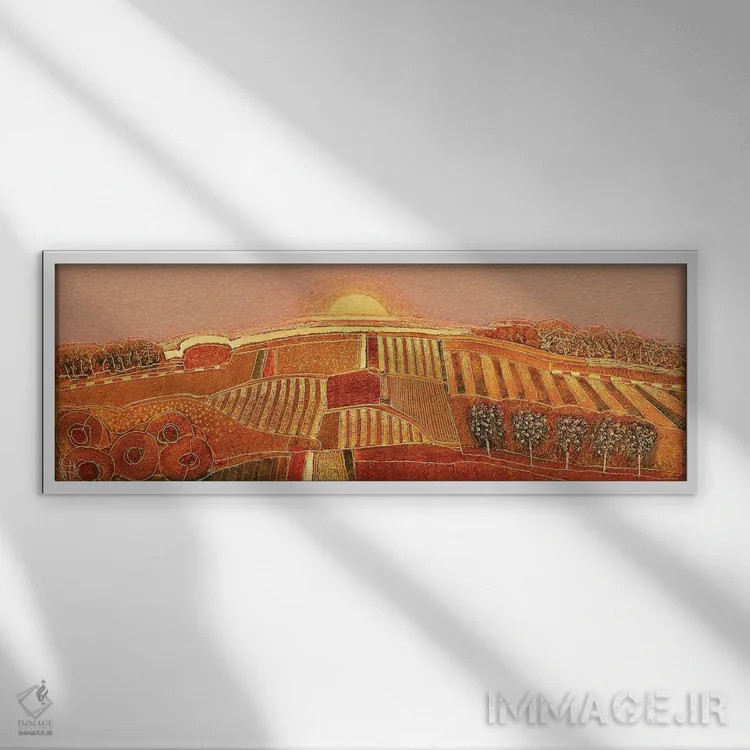 تابلو انتزاعی غروب شیرین اثر راب فن هوک - نمای قابدار سفید