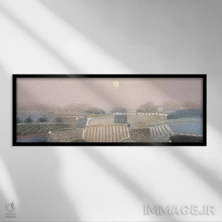 تابلو انتزاعی زیر آسمان های صورتی اثر راب فن هوک - نمای قابدار مشکی