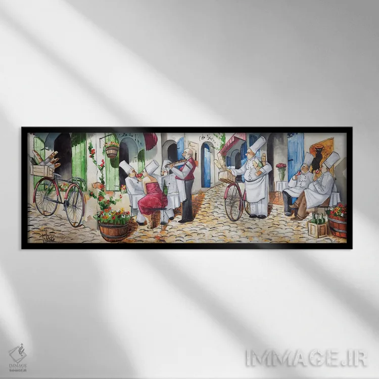 تابلو دکوراتیو تعطیلی سرآشپز اثر رونالد وست - نمای قابدار مشکی