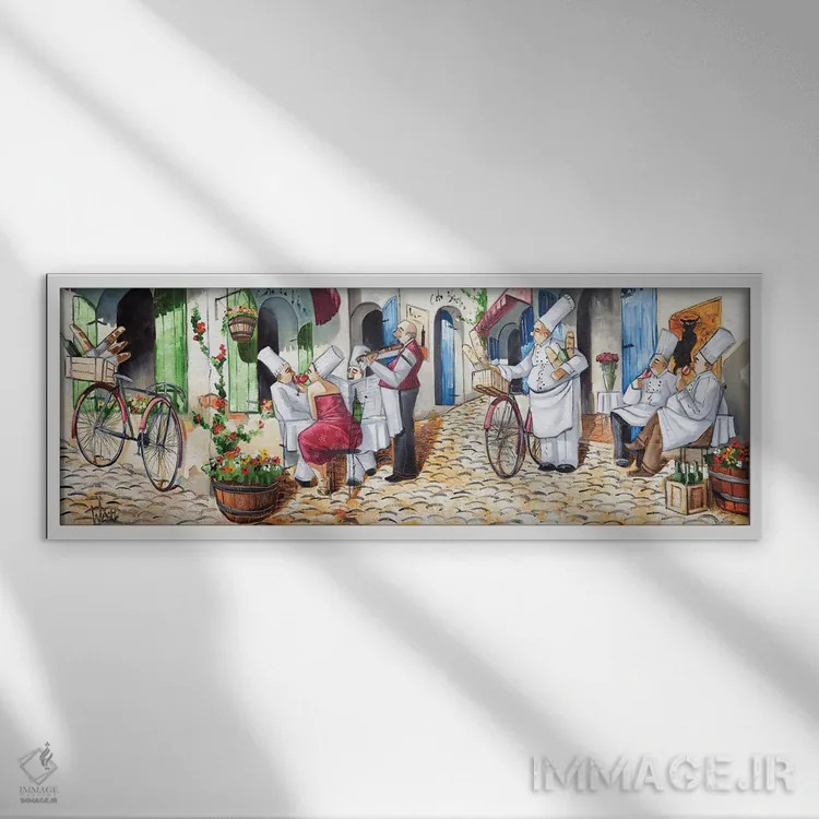 تابلو دکوراتیو تعطیلی سرآشپز اثر رونالد وست - نمای قابدار سفید