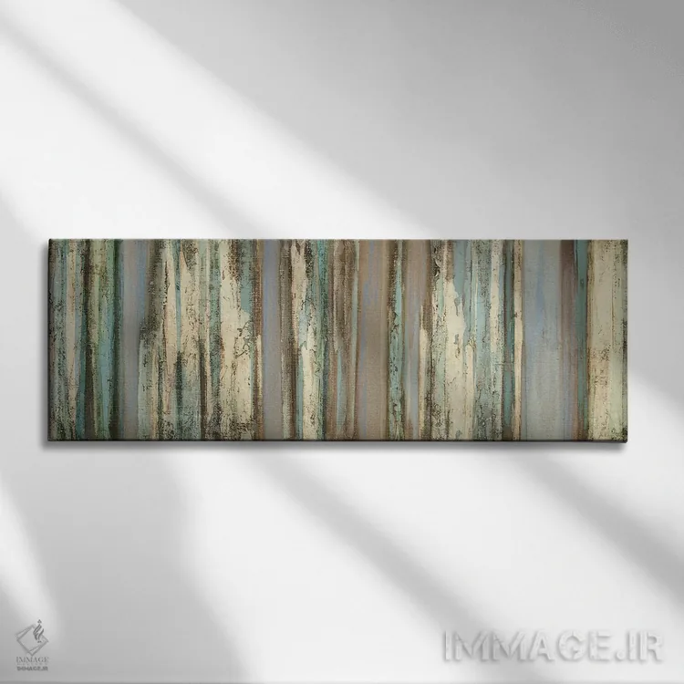 تابلو انتزاعی حس آبی اثر سارا وست - نمای روبهرو روی دیوار