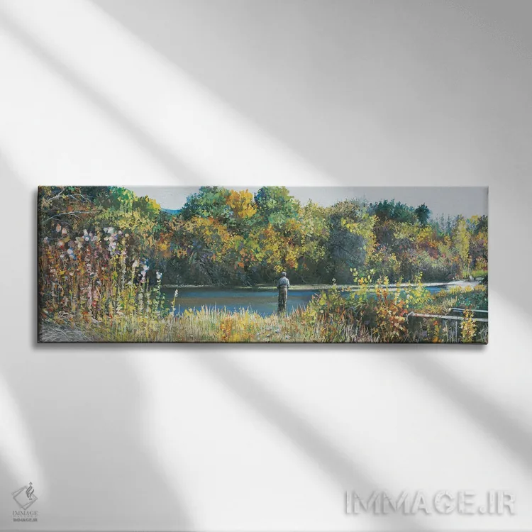 تابلو دکوراتیو جویبار اسپرینگ پاییزی اثر شرلی کلیری - نمای روبهرو روی دیوار