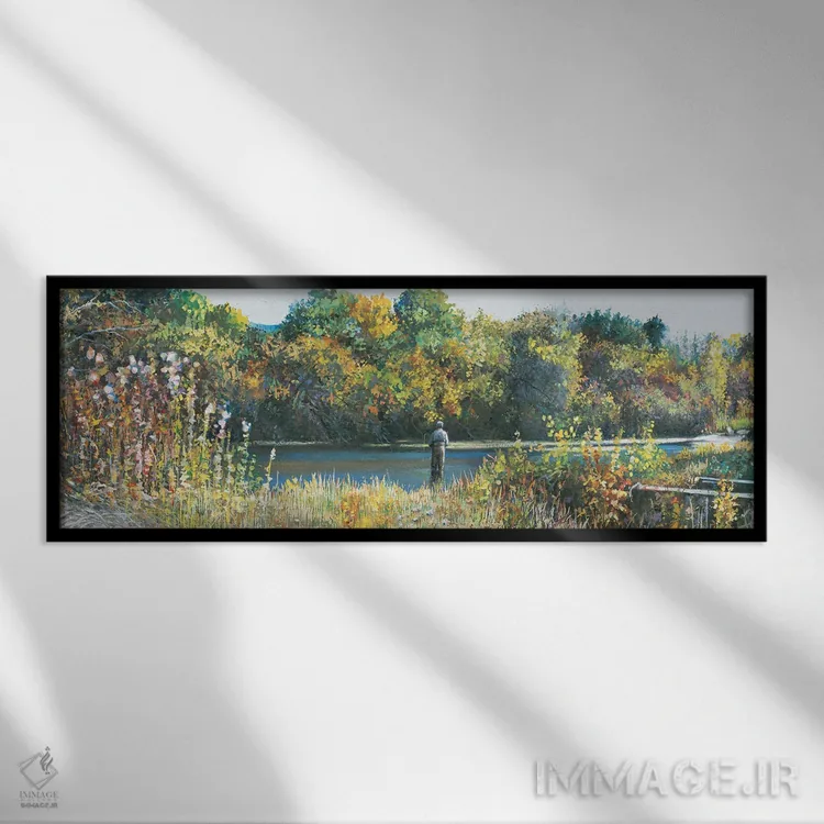 تابلو دکوراتیو جویبار اسپرینگ پاییزی اثر شرلی کلیری - نمای قابدار مشکی