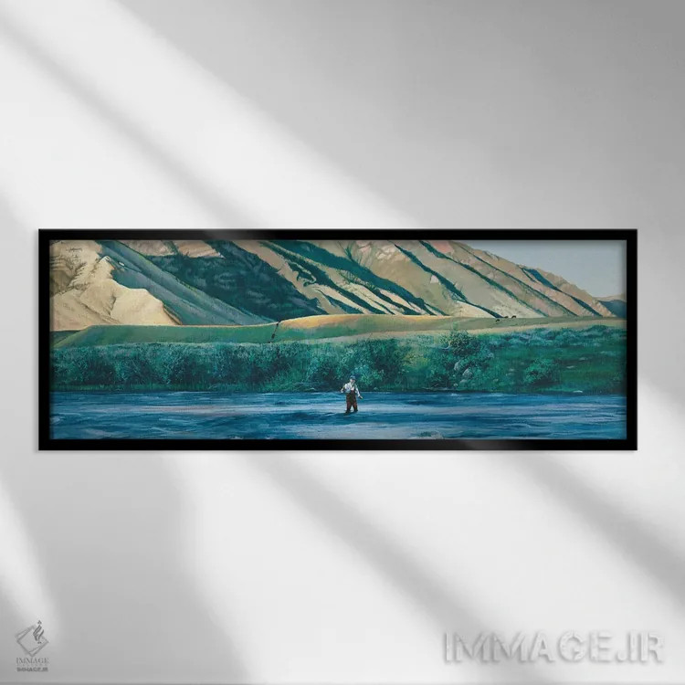 تابلو دکوراتیو ماهیگیری از گودآب اثر شرلی کلیری - نمای قابدار مشکی